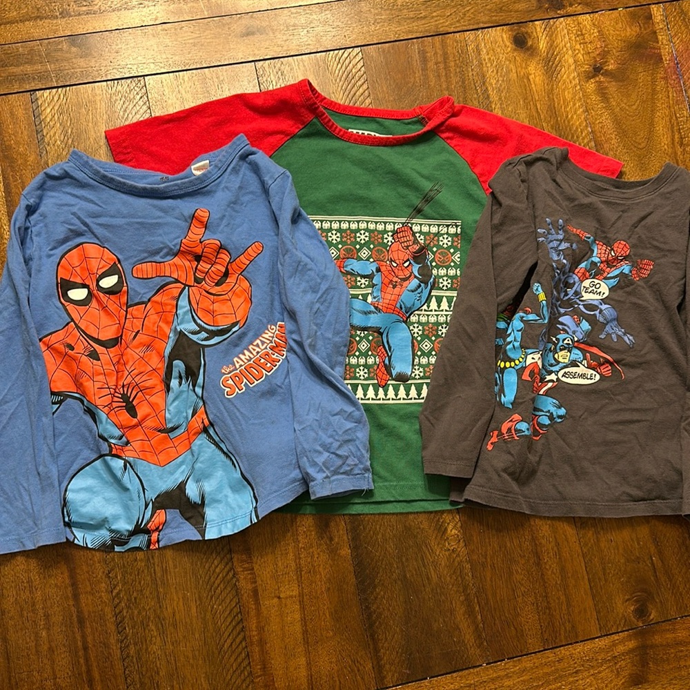 Three Spider-Man / Avenger Toddler Shirts size 5